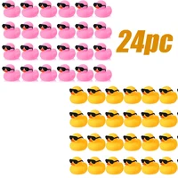 24pc Mini Rubber Ducks Pink with Sunglasses Sets Duck Toys Squeaky Rubber Ducks Cute Duckies for Little One Birthday Party 1