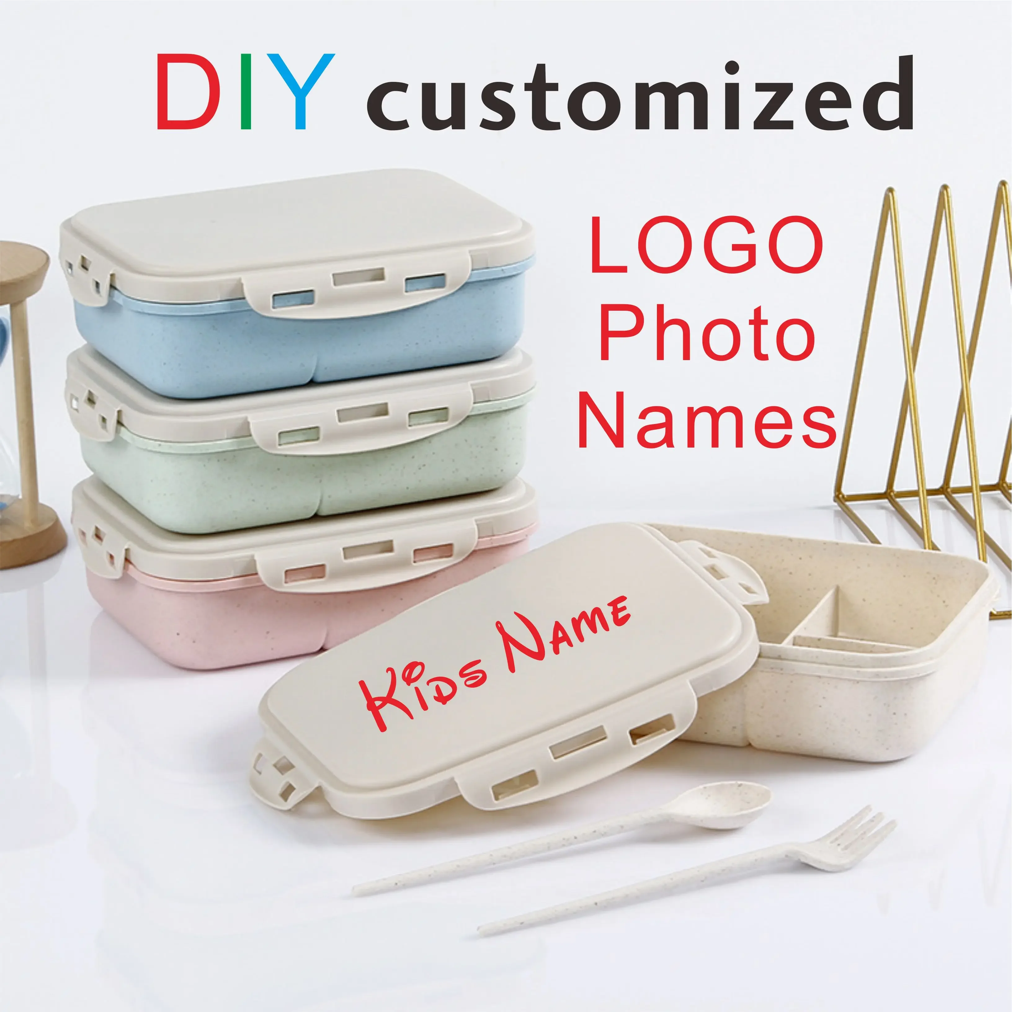 Personalized Cartoon Lunch Box for Kids with Utensils - Eco-Friendly Gift