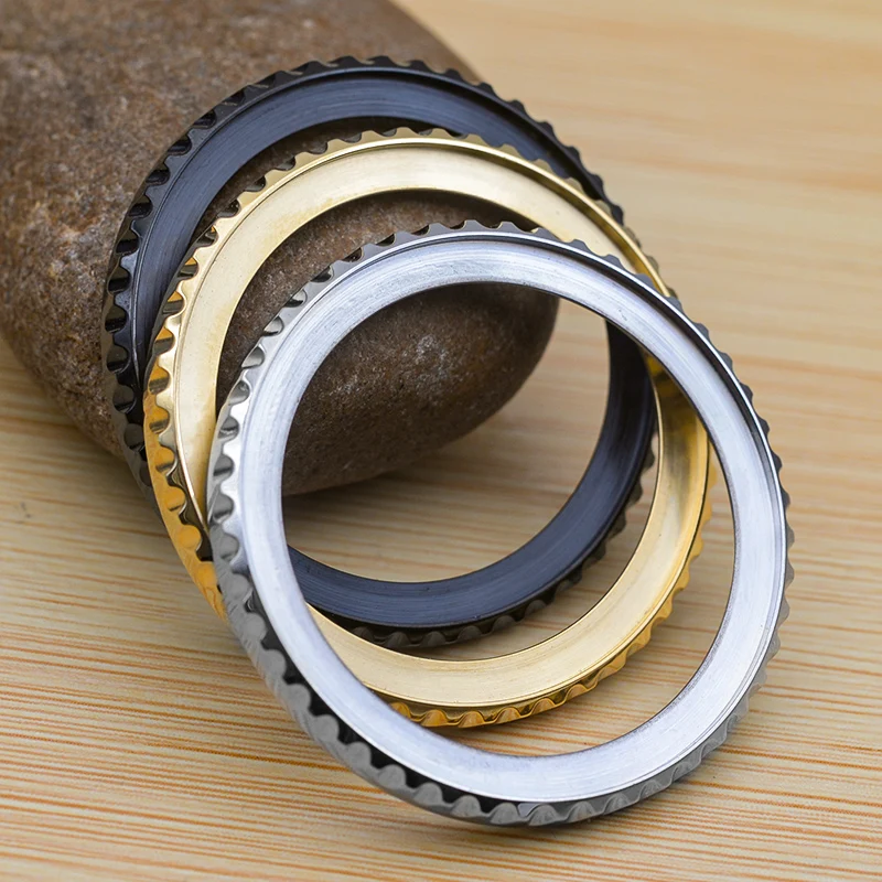 Stainless Steel Knurled Bezel Watch Case Rims Black Steel Ring ...
