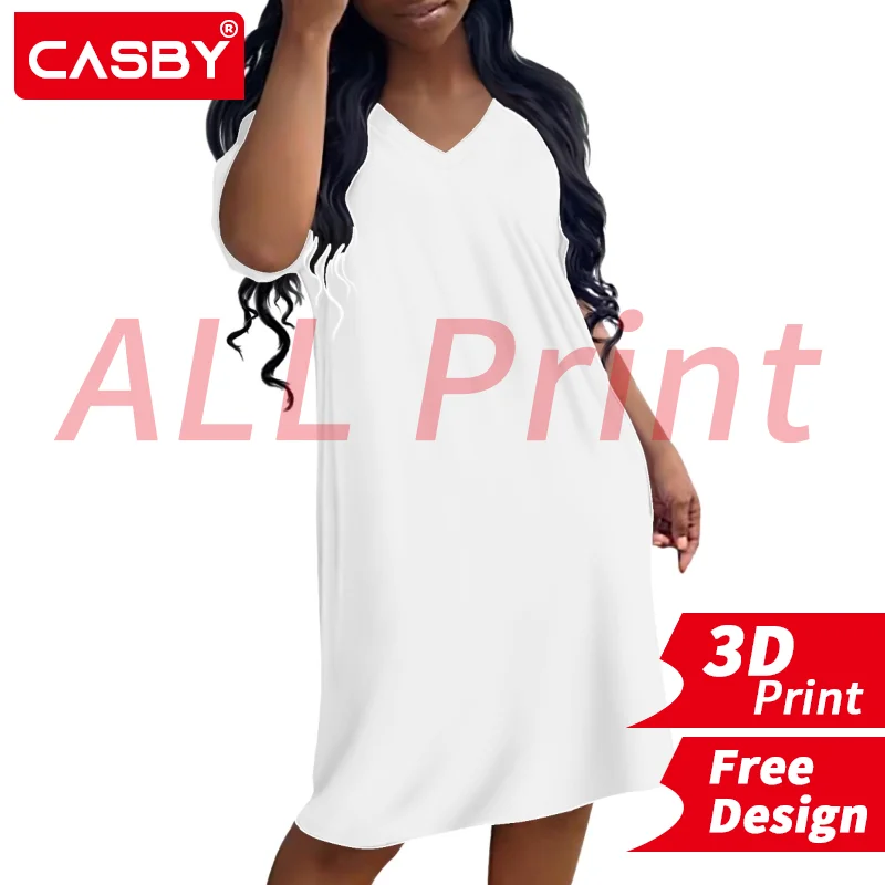 

Casual Women's Dresses Solid Short Sleeve Long Midi Dress Female Clothing 3D Print Custom Logo All Print Design DIY Free Design