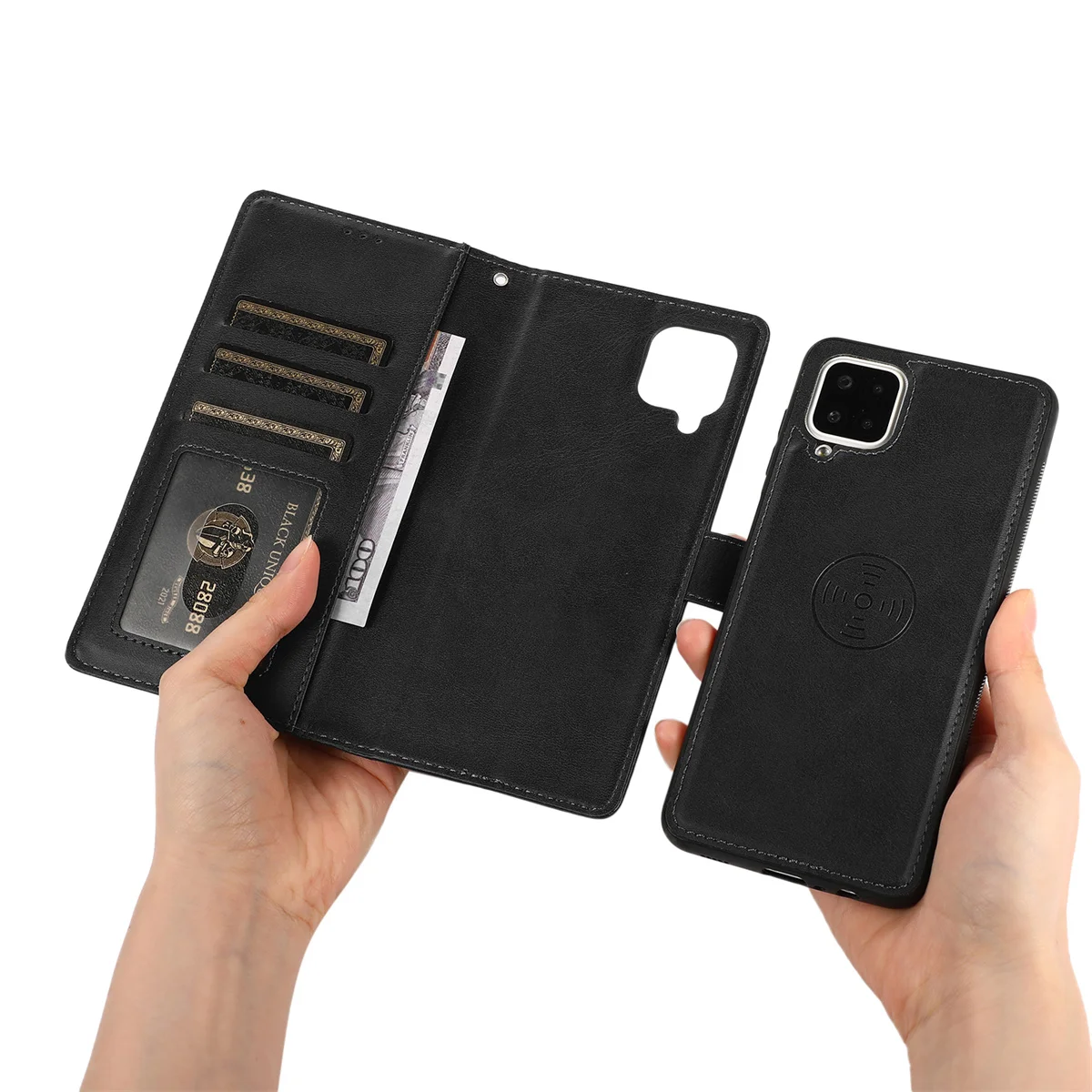 Luxury Calfskin 2-in-1 Detachable Leather Wallet Phone Case Flip Cover