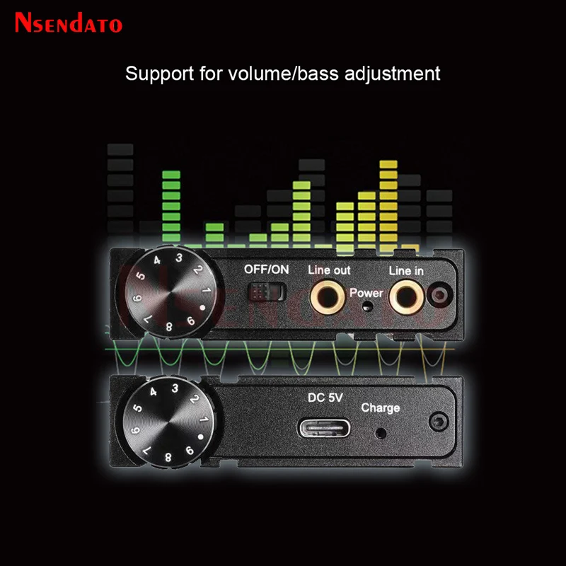 16-600Ω HiFi BASS Headphone Amplifier With BT V5.0 HiFi Bass Boost Earphone Amplifier Rechargeable 3.5mm With Volume Control