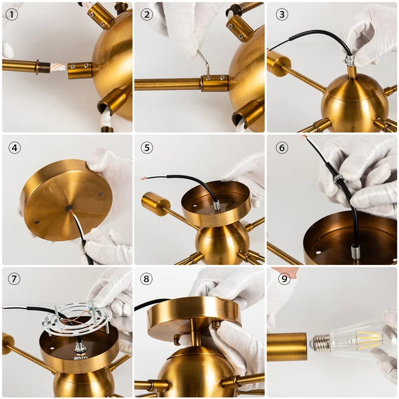 Modern Sputnik Ceiling Chandelier Satellite Hanging Lamp Lustre Light Fixture 6 8 10 Iron Spider Home Living Dining Room Decor led chandelier ceiling chandelier