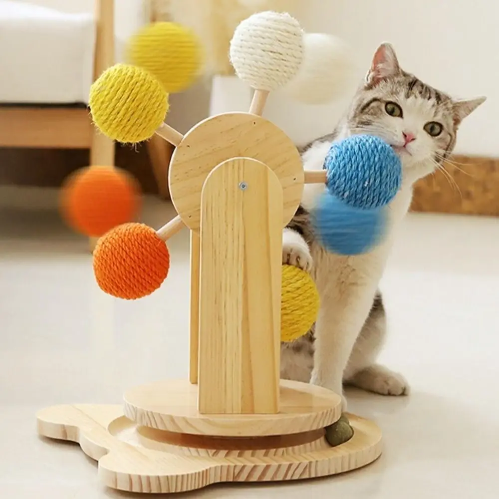 Rotating Turntable Ferris Wheel Cat Toy Durable Detachable Cat Scratcher Toy Wear Resistant Interactive Cat Toy Relieve Boredom