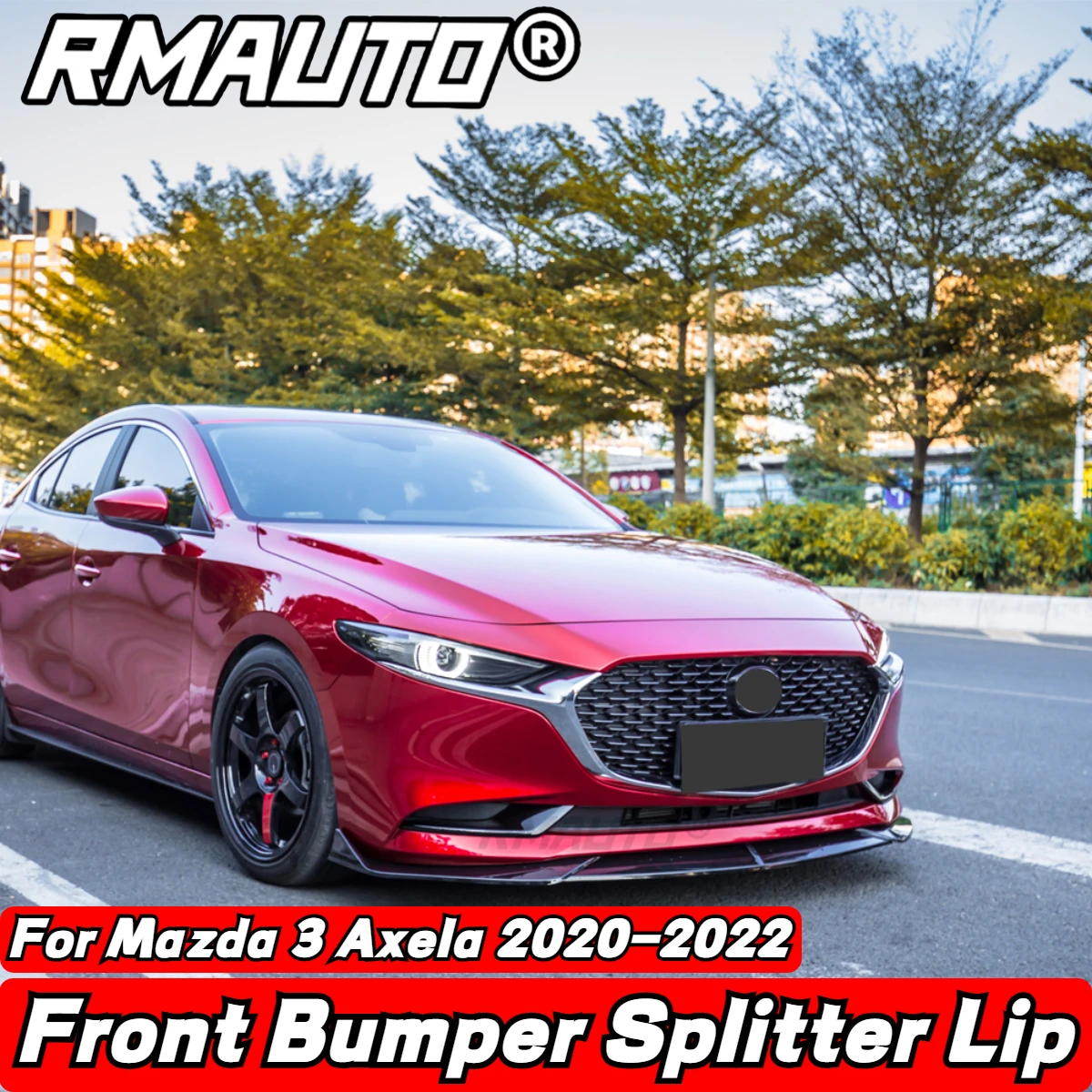 

Сплиттер для переднего бампера автомобиля из углеродного волокна для Mazda 3 Alexa 2020-2022, диффузор для спойлера, защита для губ, комплект для отделки кузова, автомобильные аксессуары