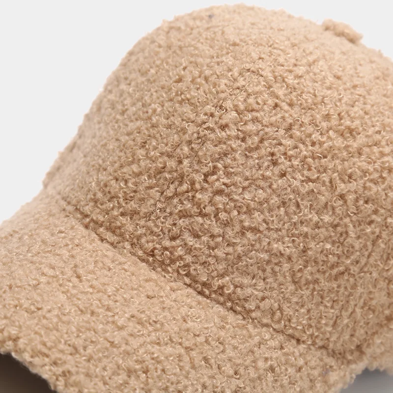Female Autumn Winter Artificial Lamb Wool Hats Korean Version Tide Solid Color Warm Cap Plush Baseball Caps Winter Baseball Cap baseball cap