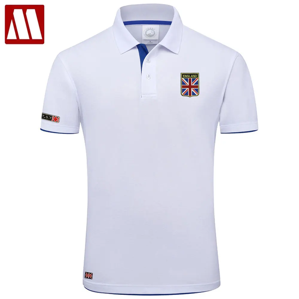 High Quality MYDBSH Brand Summer Short Sleeve Polo Shirt Man Fashion Union Flag Embroidery Casual Men's Polo Shirts Cotton Tops