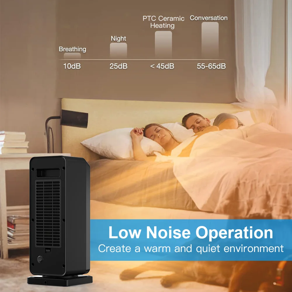 KCvents PTC Ceramic Heater Fan Indoor Space Mute Heater With Adjustable Thermostat LED Display Remote Control 4
