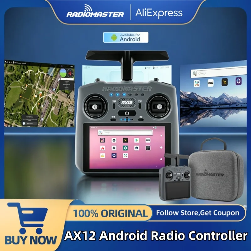 Radiomaster AX12 Android-радиоконтроллер ExpressLRS 2,4 ГГц Sub-G 900 МГц с двумя литиевыми батареями 3,7 В 21700 Поддержка MAVLink