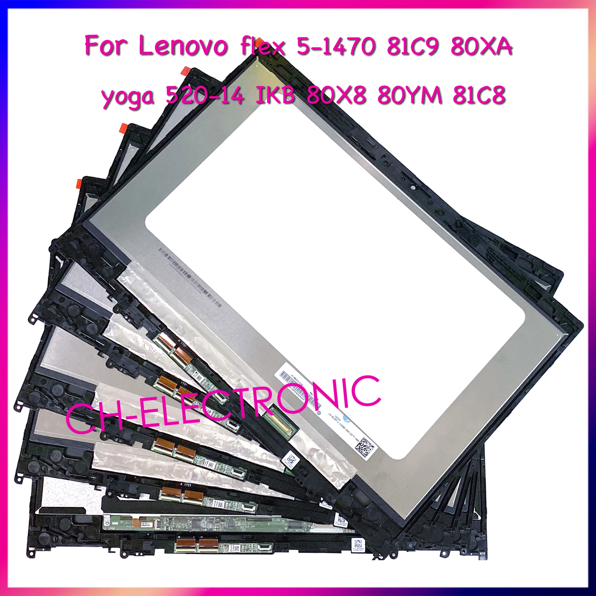 

14-дюймовый экран Yoga 520 14IKB, ЖК-дисплей, дигитайзер в сборе для Lenovo Flex 5 1470, сенсорная панель для ноутбука 5D10N45602 5D10N45603