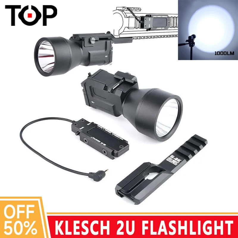

WADSN Tactical KLESCH 2U Flashlight Airsoft Gun Light to 20mm Picatinny Rail Rifle Strobe camping Scout Light Weapon Accessories