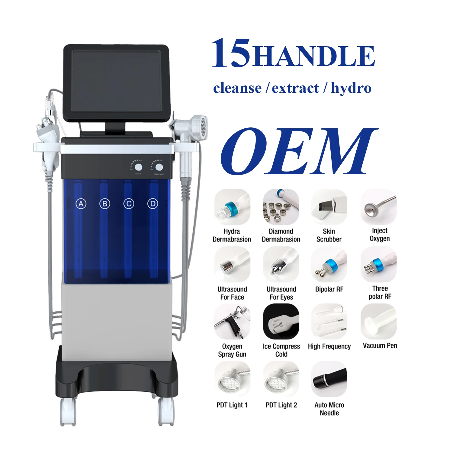

Hydro 15 Handle Microdermabrasion Hydra Facials Machine Hydrafacials