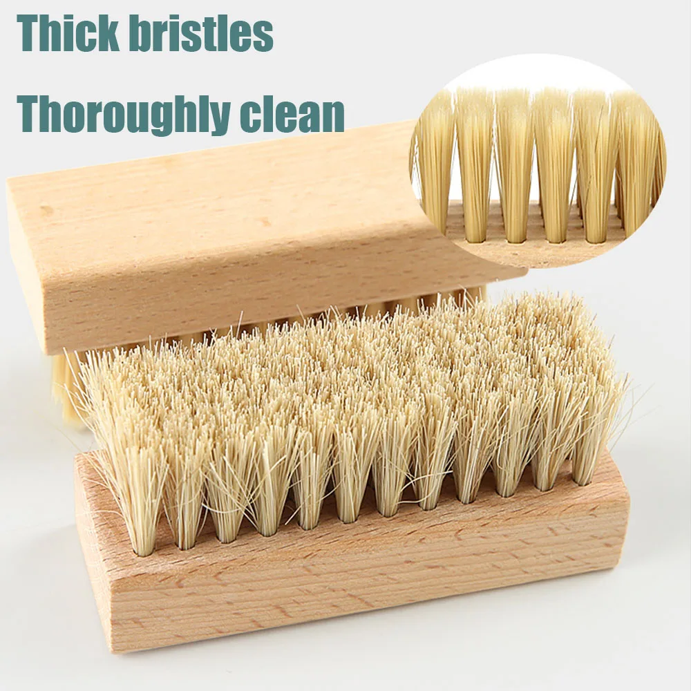 Solid wood soft bristle brush, horsehair shoe brush, shoe cleaning nylon wire pig hair plastic wire brush