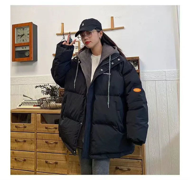 2023 Women's Winter Down Cotton Jacket 2025 New Korean Loose Fashion Short Female Hooded Thick Parkas Overcoat