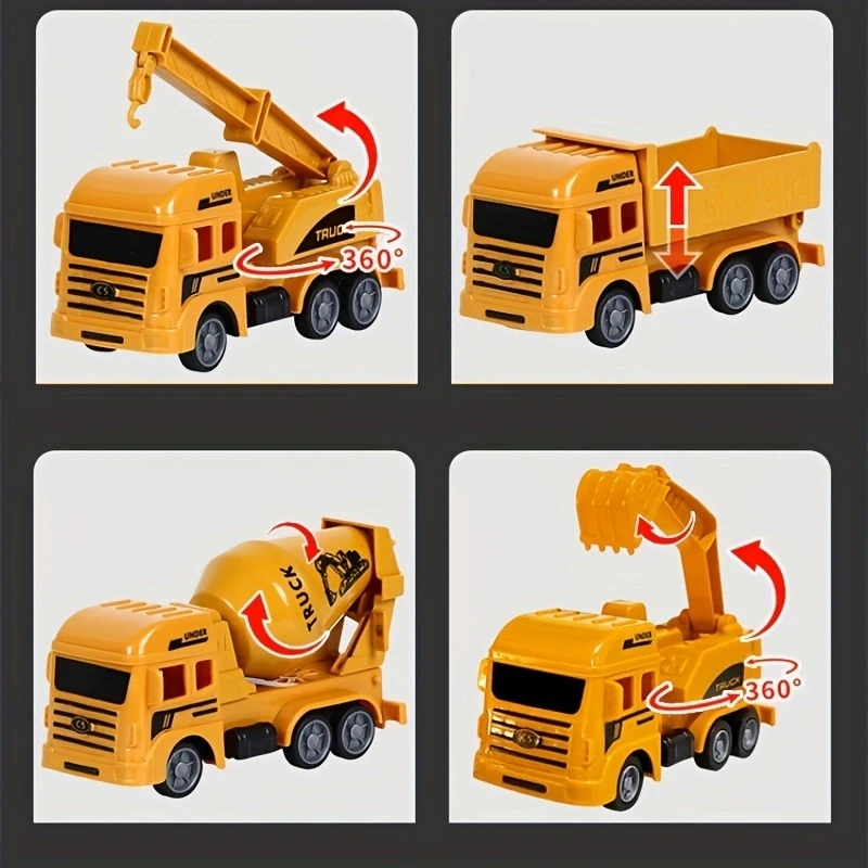 Engineering Vehicle Toys Plastic Construction Excavator Tractor Dump Fire Truck Bulldozer Models Kids Boys Mini Gifts - 2