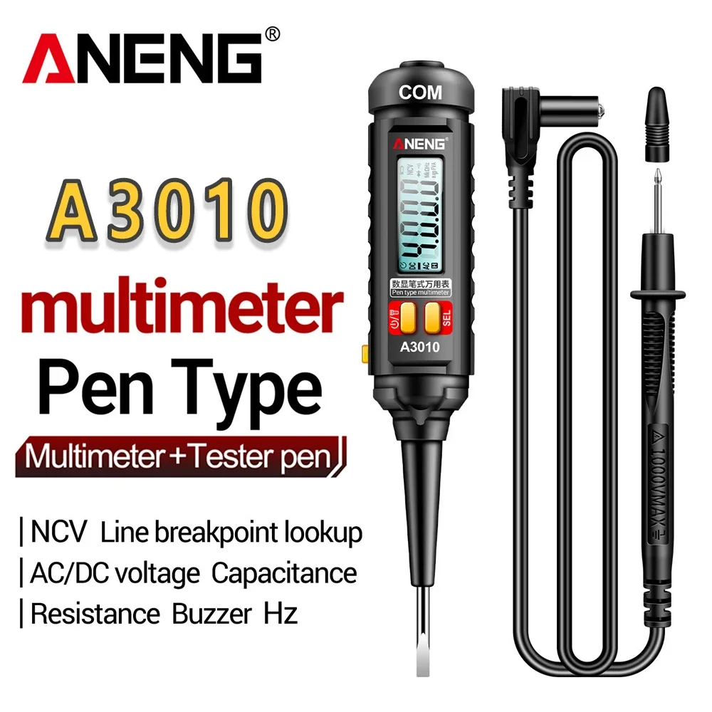 Digital Multimeter 4000 Counts Smart Dual Use NCV Voltage Sensing Pen Type Backlight Automatic Ranking Tools ANENG A3010