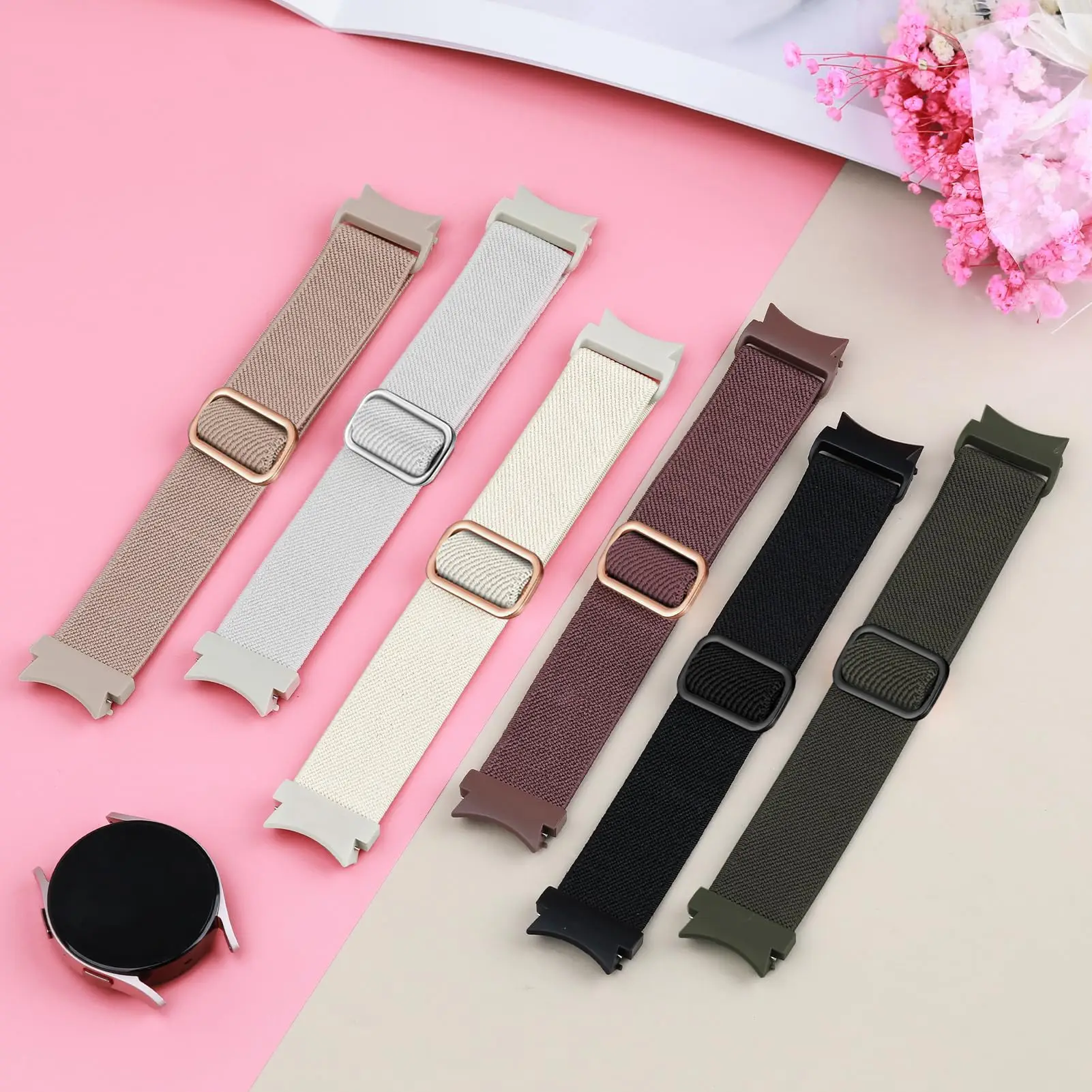 Elastic Nylon Loop Bracelet - Smartwatch Band, No Gaps, Multiple Sizes