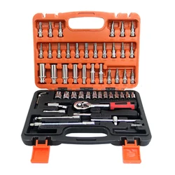 Comprehensive Car Repair Tool Set - 46-Piece Ratchet Wrench & Socket Kit (53PCS)