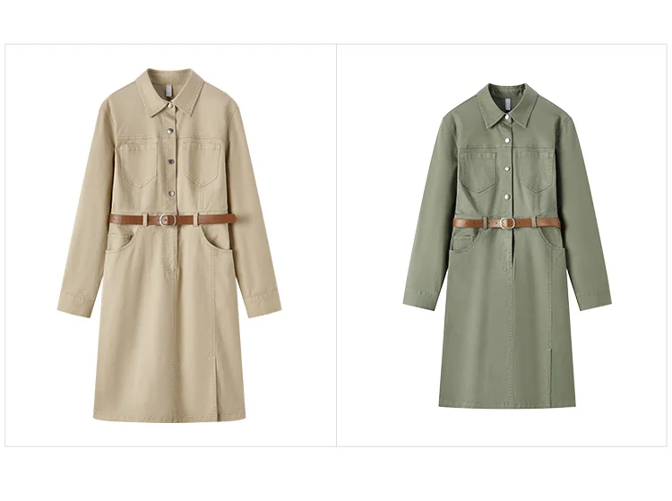 Dress Women Slit Lapel Vintage 2025 Spring New Waist-cinching Workwear Dress