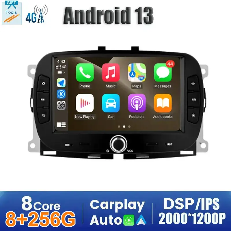 Android 13 Car Carplay Per Fiat 500 2016 - 2019 Radio Multimedia Stereo Player Wifi Navigazione Gps