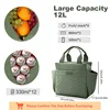 Women Insulated Lunch Bag Oversized Opening Handbag Leak Proof Refrigerated Bag with Side Pockets Suitable for Picnicking 5