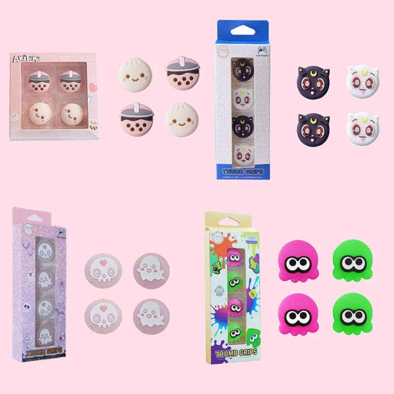 Per Ps5/Ps4/Pro Ghost Pink Lunacat Verniciato Octopus Thumb Stick Grip Cap Controller Joystick Maniglia Di Gioco Custodia Protettiva In Silicone