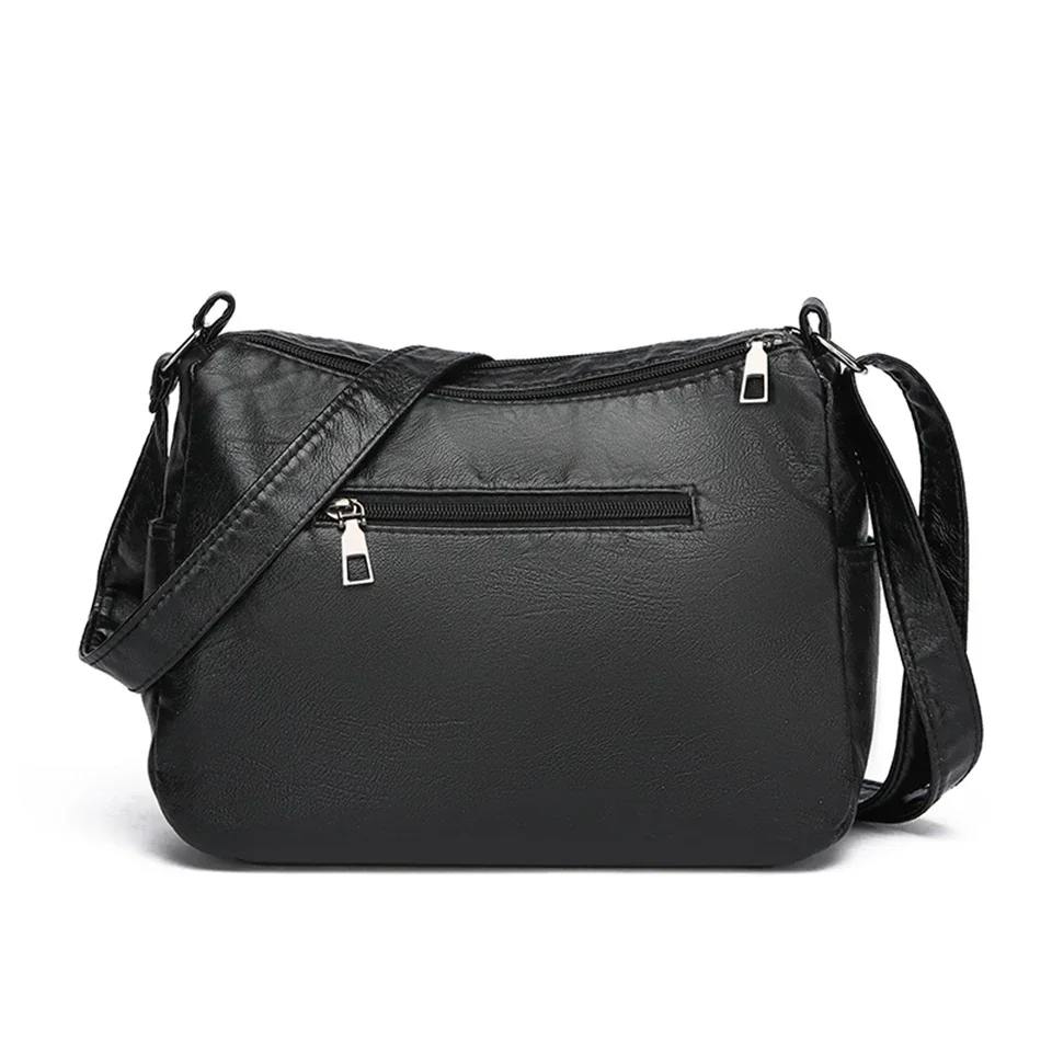 Fashion Soft Leather Crossbody Bags for Women Casual Female Multi Pocket Messenger Bags Retro Handbags Ladies Shoulder Bags 5