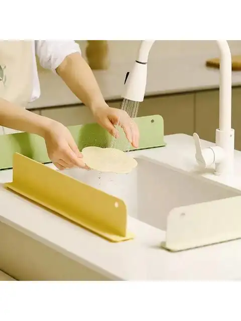 1pc extended sink water stop strip, silicone suction cup, water blocking plate, bathroom sink, splash proof device 3