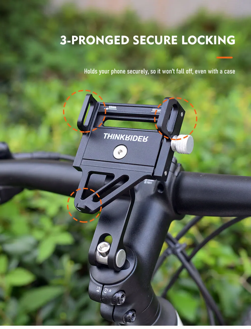 Think rider Telefon halter Motorrad Elektro fahrrad Smartphone CNC Aluminium legierung Halterung fünf Krallen mechanische Fahrrad halter – Detail 7