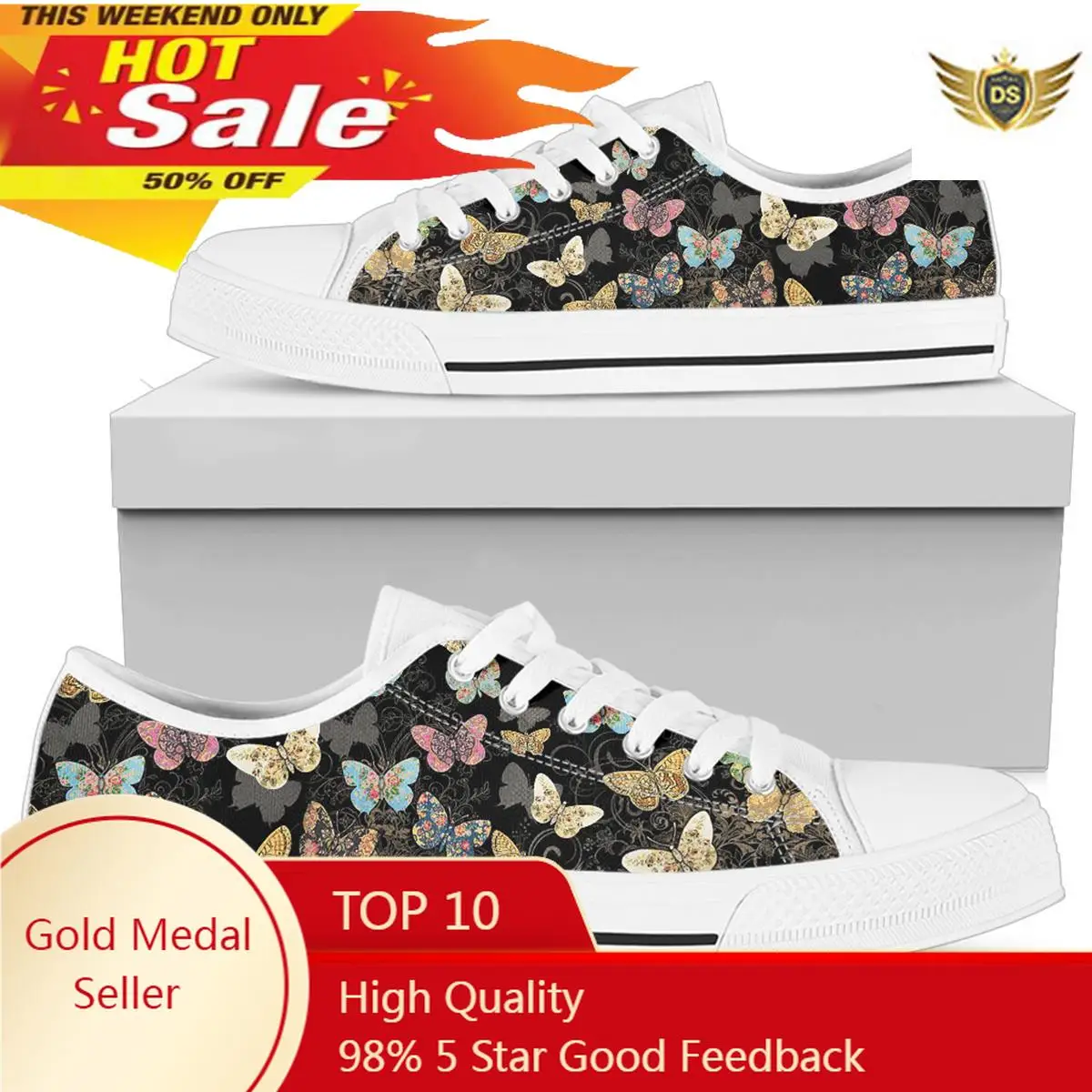 Shoes For Women Butterflies Design Low Top Canvas Flats Female Shoes Summer Shoes Women