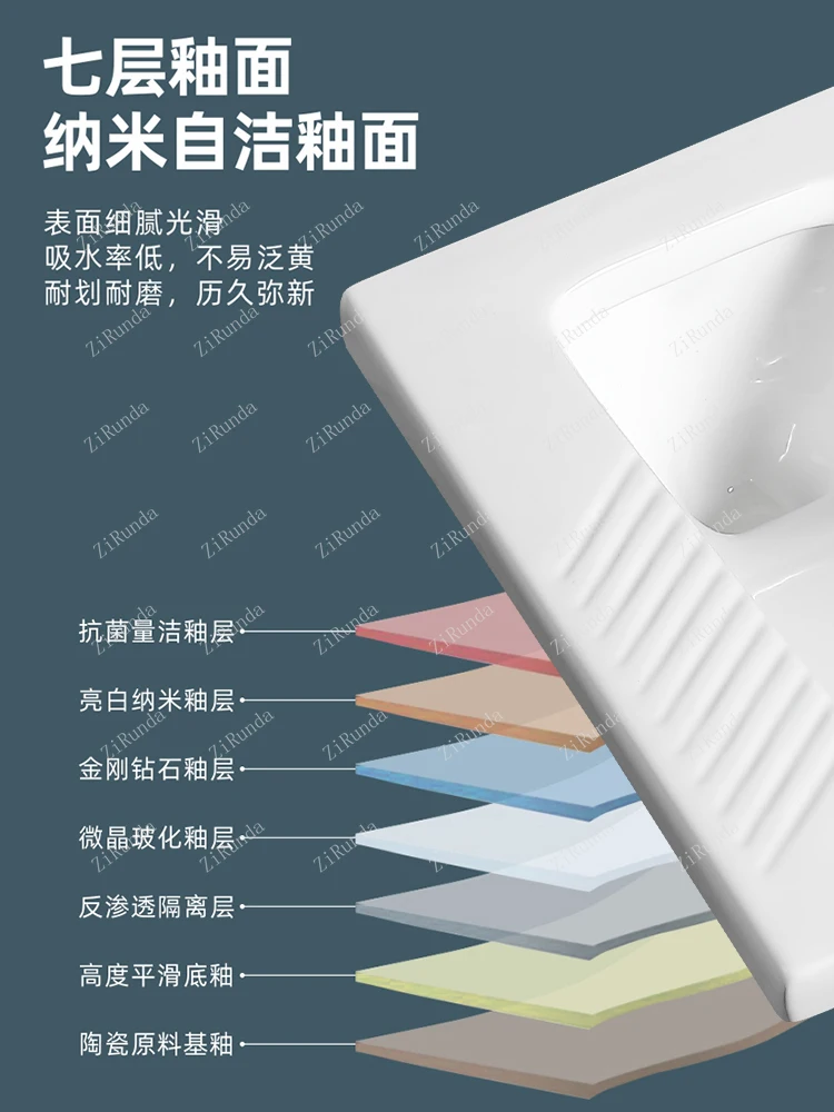 ~Bathroom squatting toilet squatting pit type household squatting toilet flushing water tank bedpan toilet urinal 4