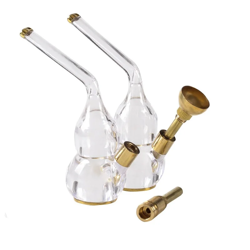 MOONSHADE Mini Dual Brass Tobacco Pipe Filter Tubedual Purpose Filtration Hookah Shisha Water Pipe for Smoking Accessoriey