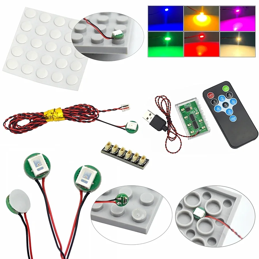 DIY 0.8mm Pin 1x1 1x2 1x4 Length 50cm SMD LED 2835 Remote Control Building Block Flash Lamp City Street Light Bricks building blocks construction blocks anime block toys lego lighting set