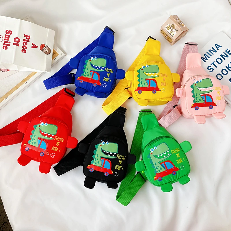 

1pc Cute Cartoon Toddler Baby Harness Outdoor Travel Backpack Children's Bags Unisex Cross-body Handsome Dinosaur Chest Bag 2021