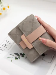 Stylish Women's PU Plaid Buckle Multi - Card Foldable Wallet - Large Capacity (GRAY)