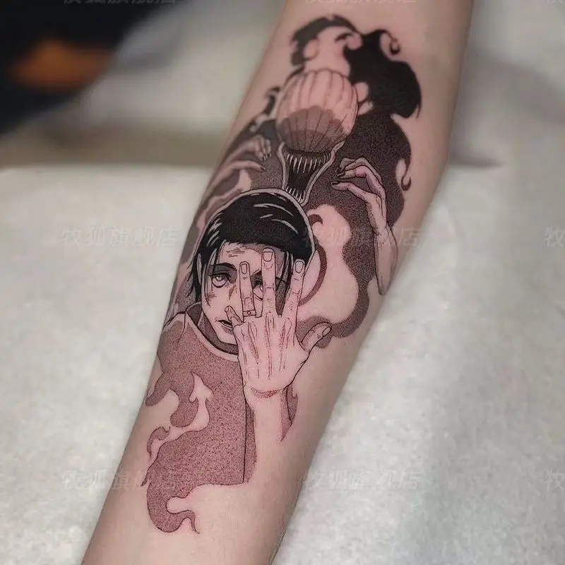 Jujutsu Kaisen Anime Temporary Tattoos Cartoon Okkotsu Yuta Black Waterproof Fake Tattoo Sticker Body Art Transfer Tattoo