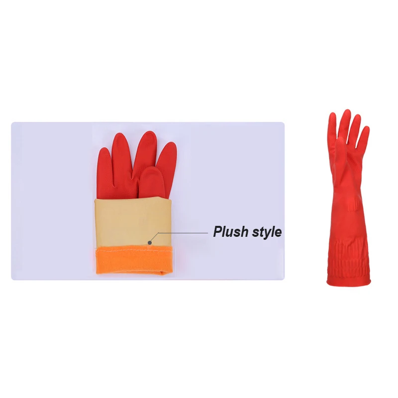 Plus Velvet 45cm Latex Household Gloves Integrated Extended Clean Laundry Dishes Warm Hand Gloves