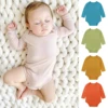 2025 Newborn Unisex Clothes Custom Bamboo Fiber Long Sleeve Baby Romper Infant Pajamas Boy Girl Jumpsuit Costume Body Suit 1