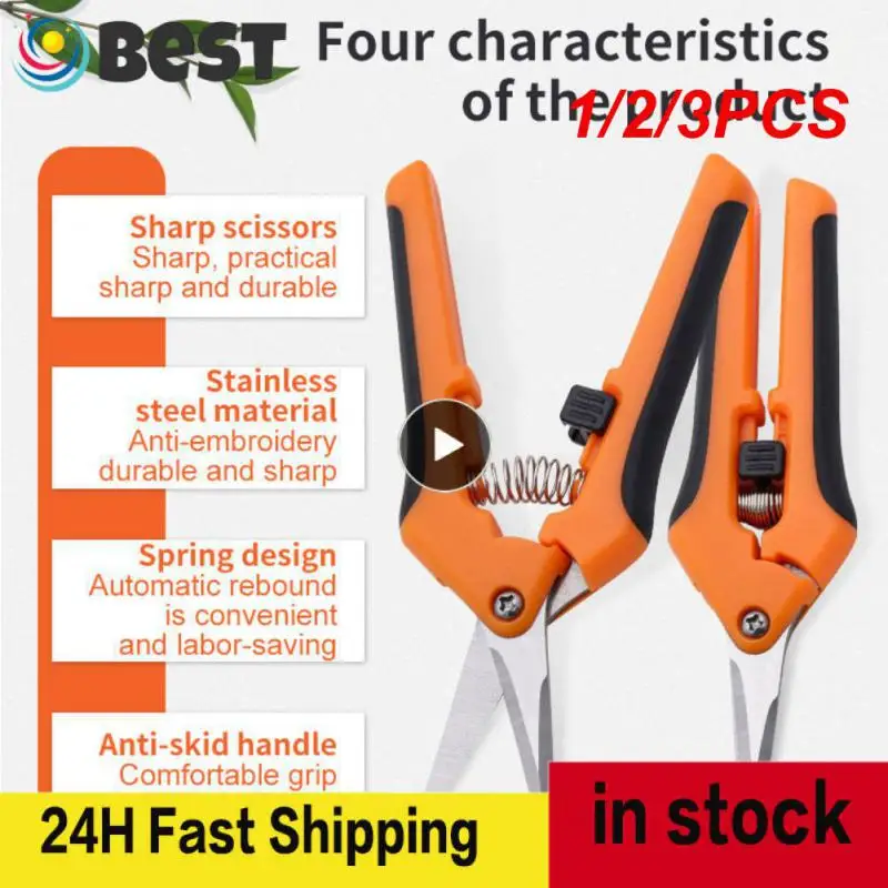 

1/2/3PCS Inch Gardening Hand Pruner Pruning Shear Trimming Scissors Stainless Steel Straight/ Curved Blades for Buds Herbs