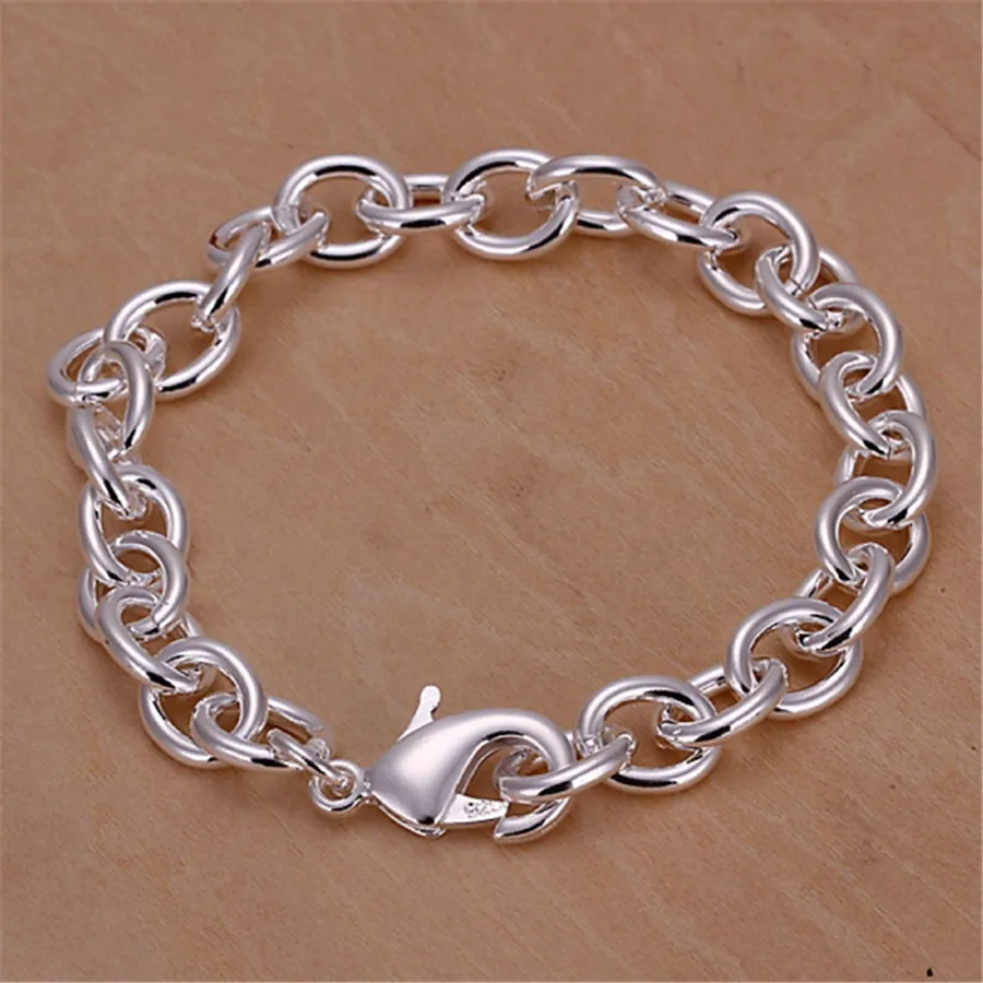 Braccialetto a catena solida e squisita in argento sterling 925, con ciondolo alla moda, per donne e uomini, modello semplice e carino._voghion.com