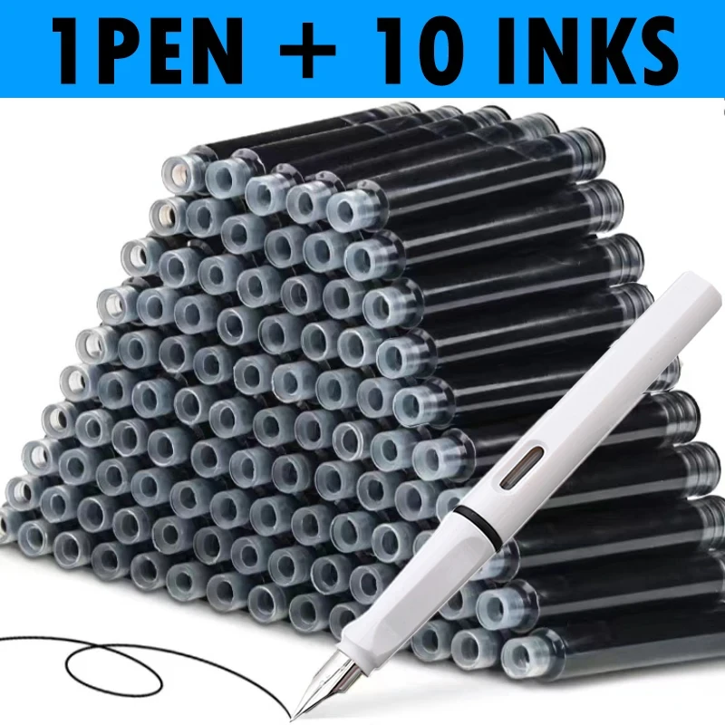 11-teiliges Füllfederhalter-Set, 0,38 mm, feine Spitze, austauschbare Tinte für glattes Schreiben, multifunktionales Büromaterial, Lernzubehör – Detail 1