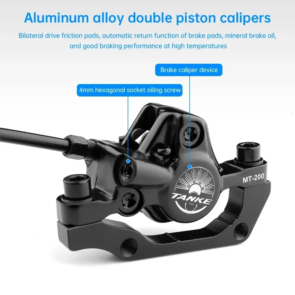 Bicycle Disc Brake TANKE MT200 Bike Hydraulic Disc Brake MTB Brake BL BR 800/1600mm Bicycle 2 Piston 3 Finger Steel Lever Bike Parts Upgrade