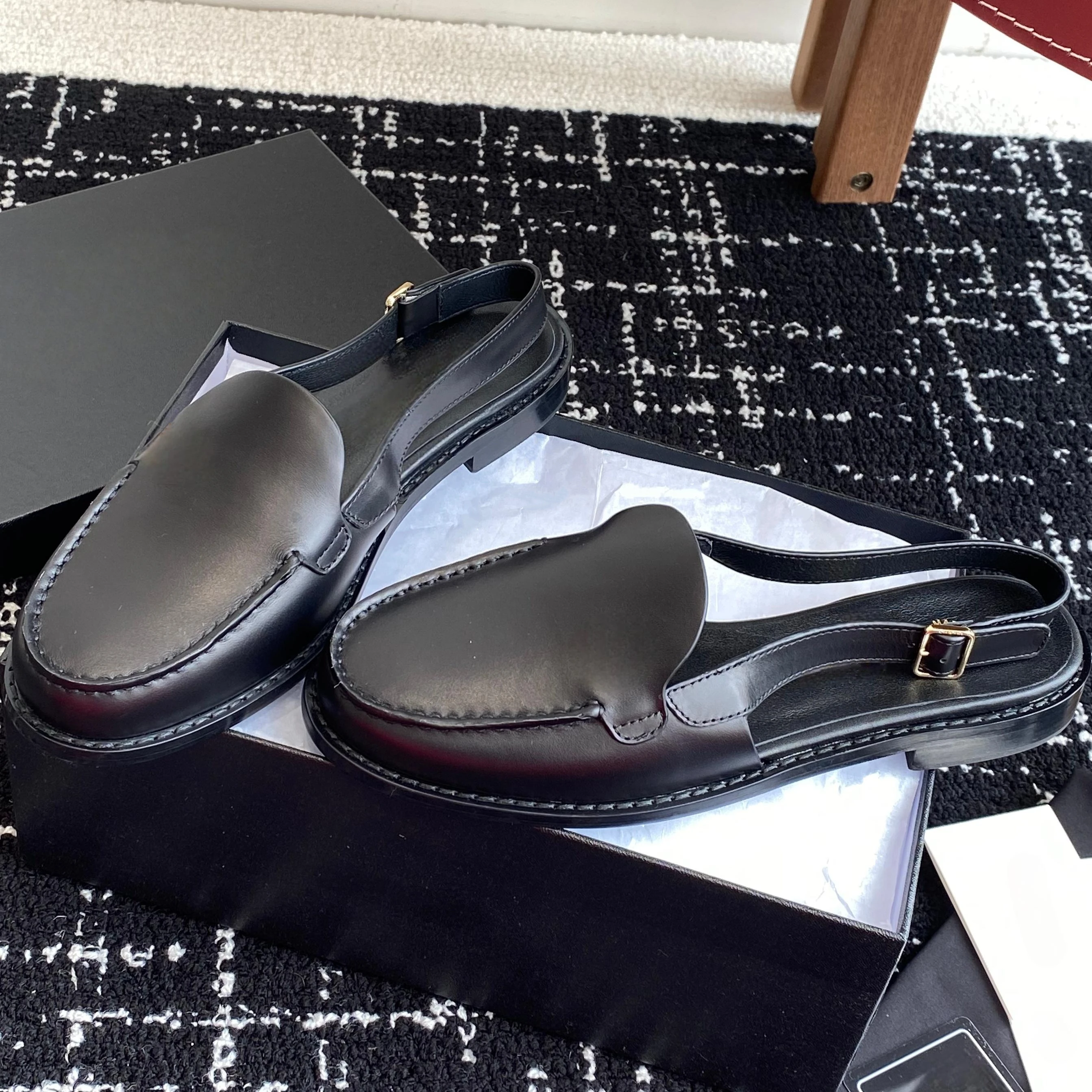 Genuine Leather Round-toes Mary Janes Slingback Gladiator Sandals Mules Loafers Female Slip-Ons Handmade Shoes Zapatos De Mujer