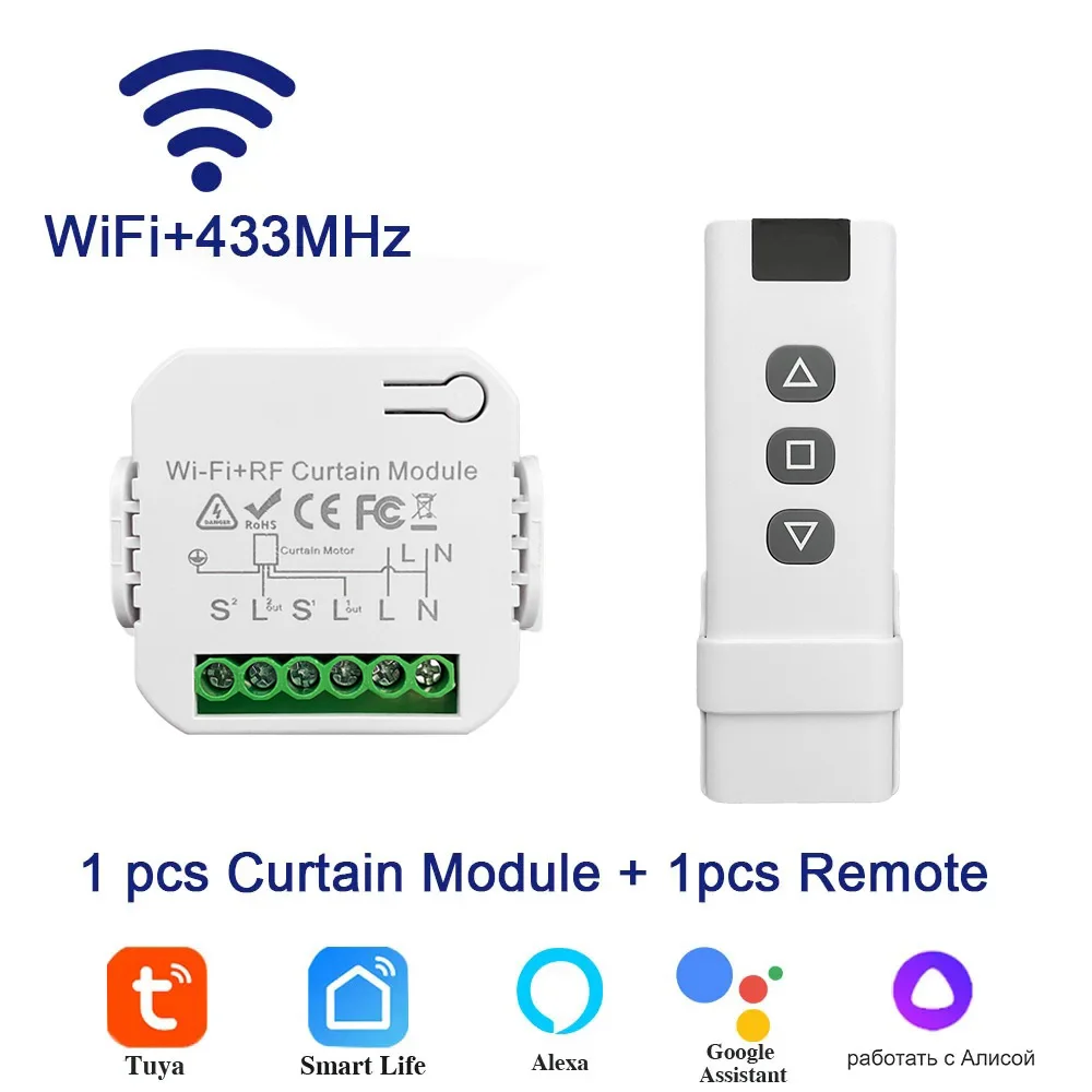 Tuya WiFi Smart Curtain Switch Alexa Google Home Voice Controllers Roller Blinds Shutter Motor Smart Life APP Remote Control