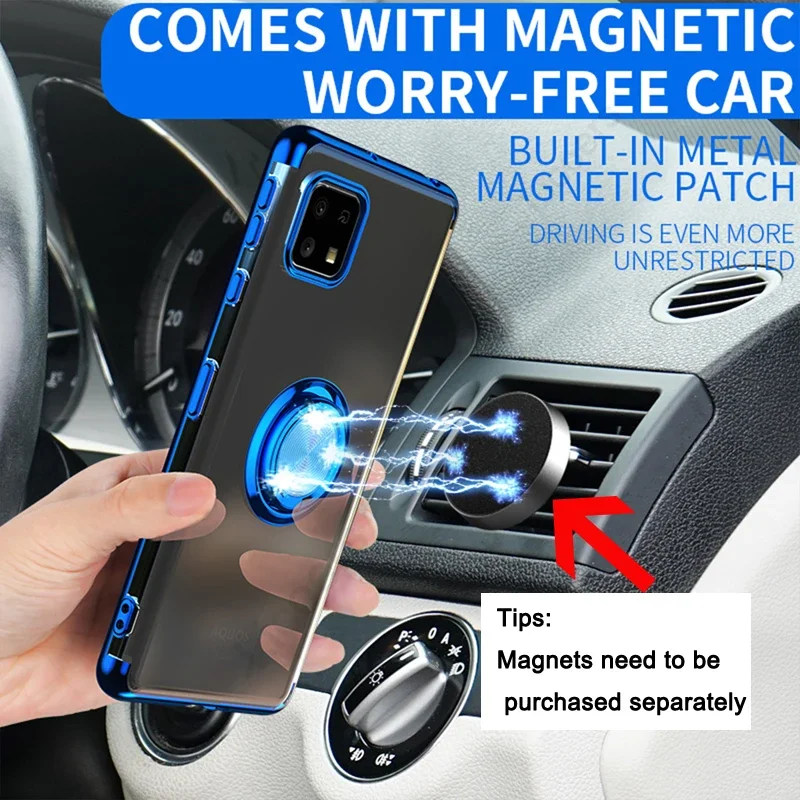 Plating Ring Bracket Soft Silicone Stand Phone Case with Car Holder