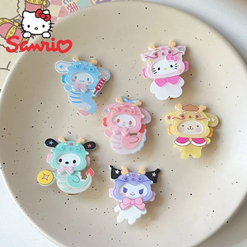 

Зажим для волос Kawaii Sanrio, милый помпон, пурин, почтовый мультяшный, Коричный, для девочек, конфетное сердце, акриловый зажим для утконоса, праздничный подарок