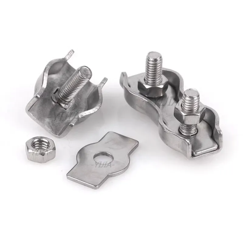 1-5 Stück Wasserdichte Edelstahl-Drahtseilklemmen Einzel-/Doppelgriffe Kabelklemmen Spannzangen M2-M6 Kabel-Draht-Befestigungselemente – Detail 5
