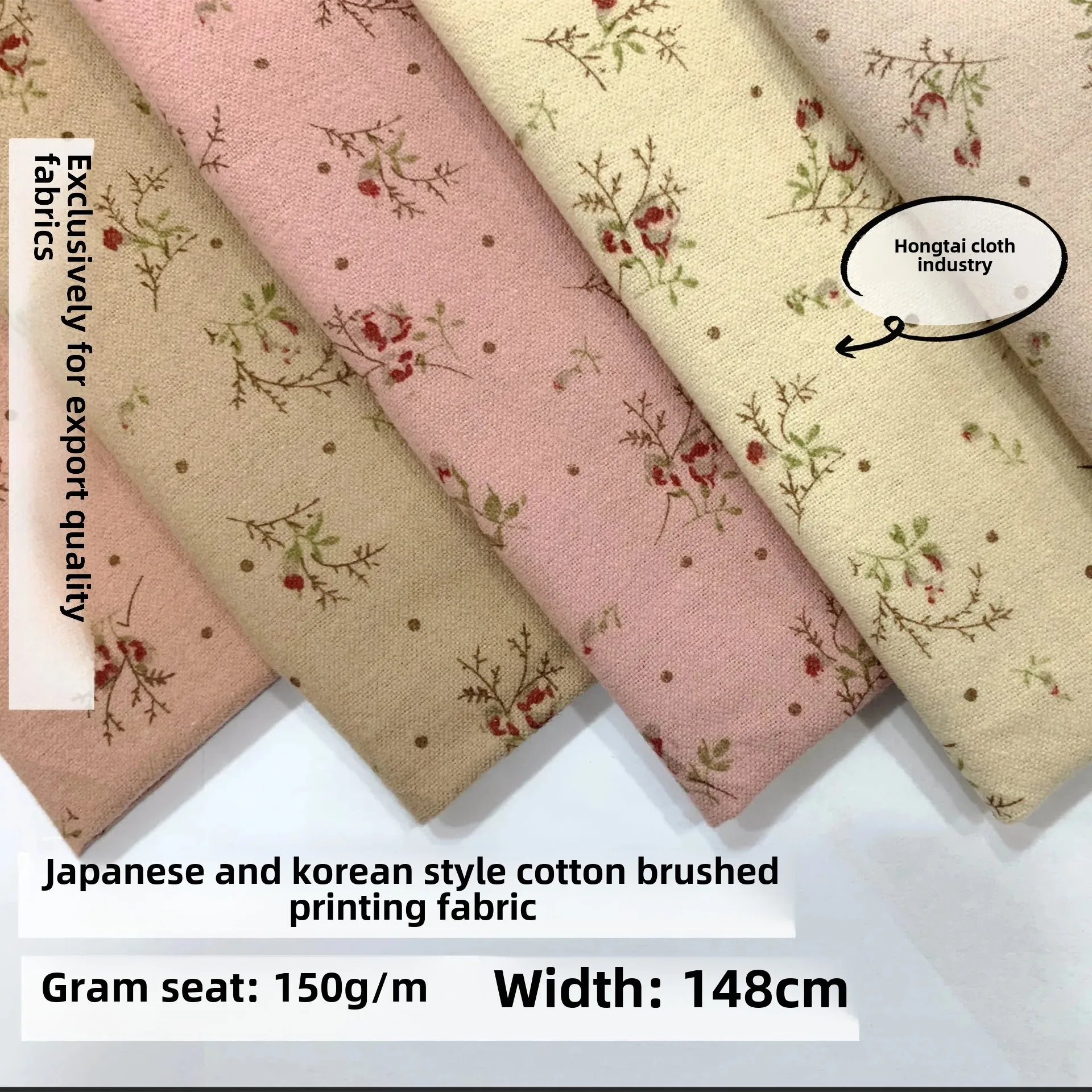 Pure Cotton Flocking Floral Print Fabric Women's Dress Children's Clothing Soft Hand Feeling Easy to Sew for Spring Autumn