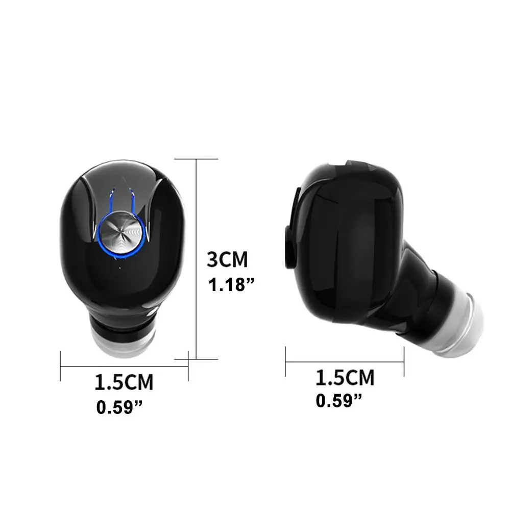Portable Wireless Bluetooth Earphone Headset Single In Ear Earbuds With Mic 18D High Quality Mono Headset 8H Music Time