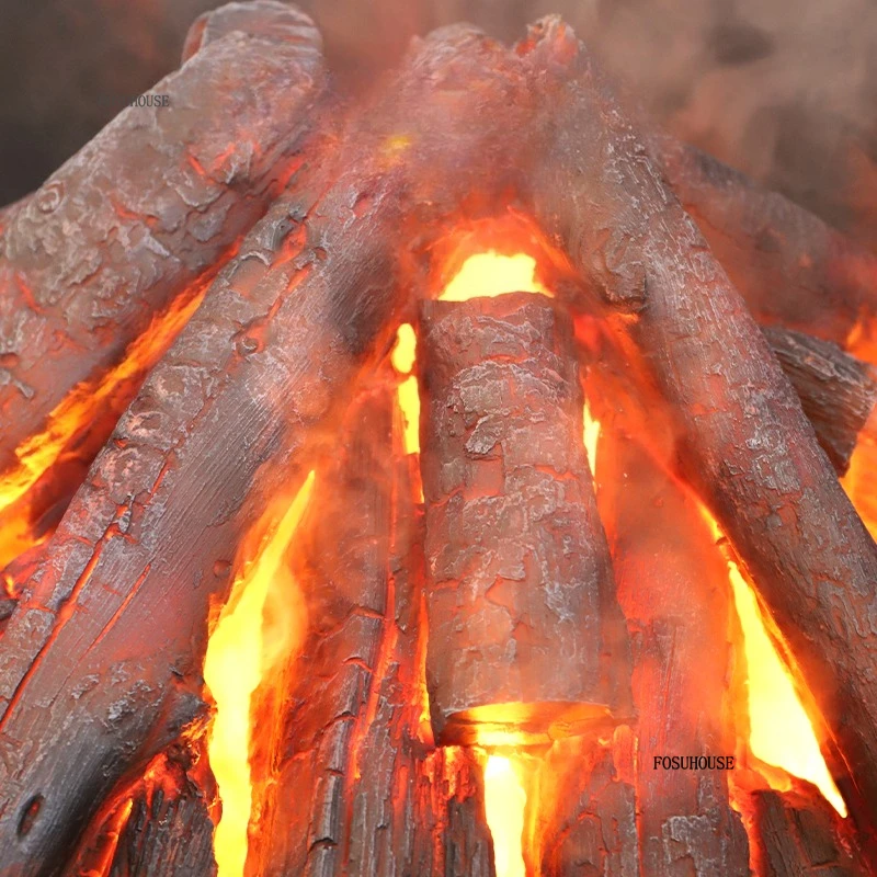 เตาผิงตกแต่งสไตล์นอร์ดิกแบบ 3 มิติ พร้อมระบบพ่นไอน้ำ ดีไซน์ย้อนยุค ทรงกลม ใช้ถ่าน พร้อมเปลวไฟจำลองแบบกำหนดเอง ใช้ถ่าน AA 1